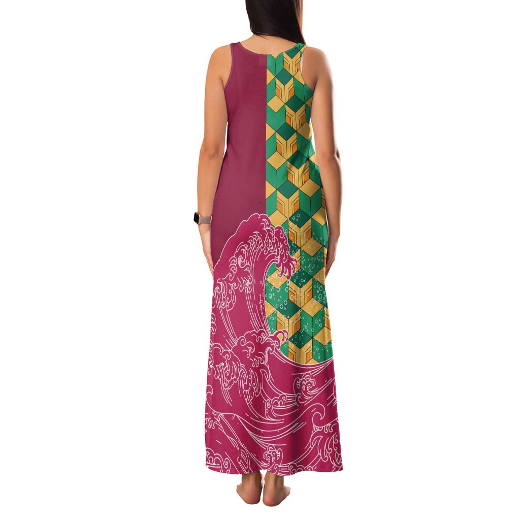 Japanese Bishamon-Kikkou Pattern Family Matching Tank Maxi Dress and Hawaiian Shirt Water Pillar Silent River Flow LT9 - Polynesian Pride