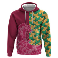 Japanese Bishamon-Kikkou Pattern Hoodie Water Pillar Silent River Flow - Polynesian Pride