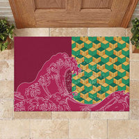 Japanese Bishamon-Kikkou Pattern Rubber Doormat Water Pillar Silent River Flow - Polynesian Pride