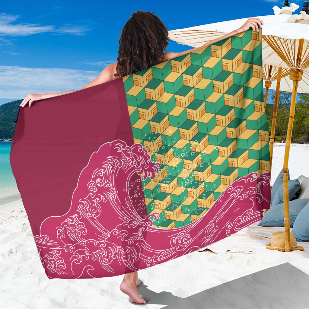 Japanese Bishamon-Kikkou Pattern Sarong Water Pillar Silent River Flow - Polynesian Pride