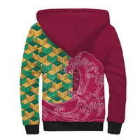 Japanese Bishamon-Kikkou Pattern Sherpa Hoodie Water Pillar Silent River Flow LT9 - Polynesian Pride