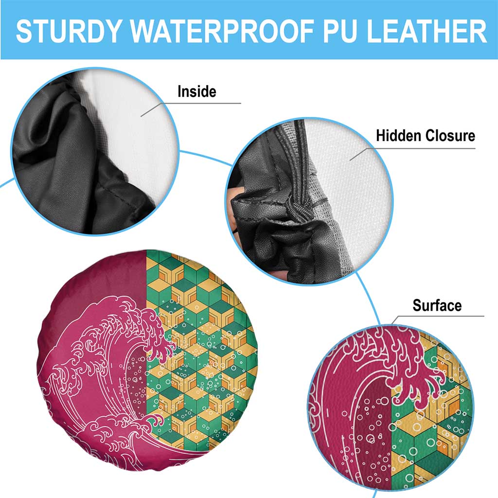 Japanese Bishamon-Kikkou Pattern Spare Tire Cover Water Pillar Silent River Flow - Polynesian Pride