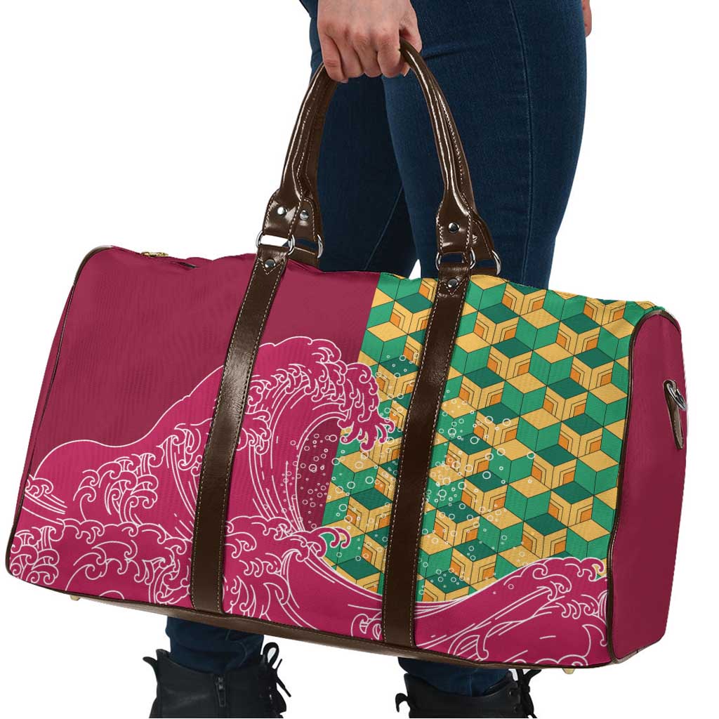 Japanese Bishamon-Kikkou Pattern Travel Bag Water Pillar Silent River Flow - Polynesian Pride
