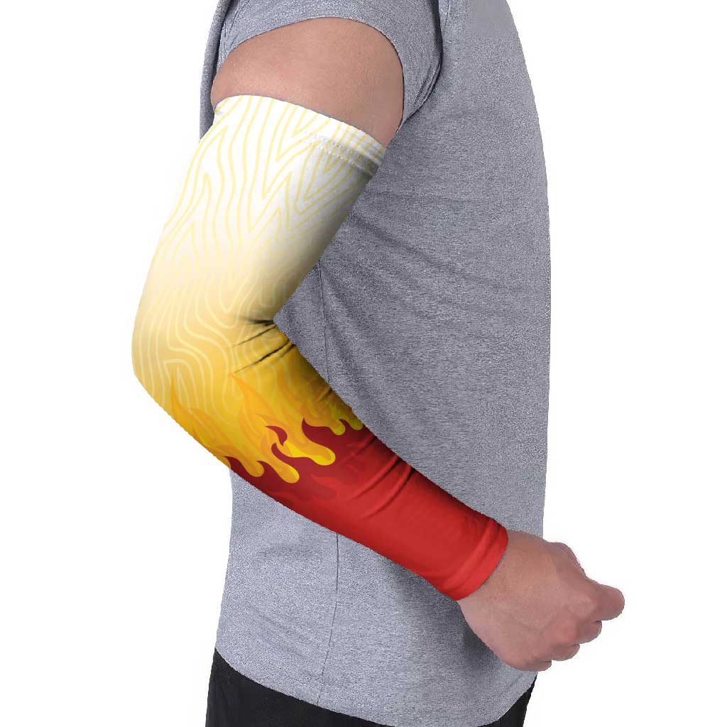 Japanese Kaen Pattern Arm Sleeves Flame Pillar Blazing Lion Heart - Polynesian Pride