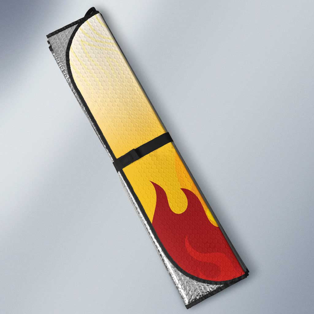 Japanese Kaen Pattern Auto Sun Shade Flame Pillar Blazing Lion Heart - Polynesian Pride