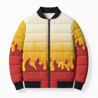 Japanese Kaen Pattern Bomber Puffer Jacket Flame Pillar Blazing Lion Heart - Polynesian Pride