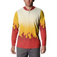 Japanese Kaen Pattern Button Sweatshirt Flame Pillar Blazing Lion Heart - Polynesian Pride