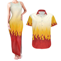 Japanese Kaen Pattern Couples Matching Tank Maxi Dress and Hawaiian Shirt Flame Pillar Blazing Lion Heart LT9 Red - Polynesian Pride