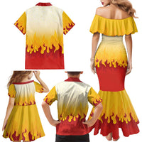 Japanese Kaen Pattern Family Matching Mermaid Dress and Hawaiian Shirt Flame Pillar Blazing Lion Heart LT9 - Polynesian Pride