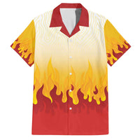 Japanese Kaen Pattern Family Matching Off The Shoulder Long Sleeve Dress and Hawaiian Shirt Flame Pillar Blazing Lion Heart LT9 Dad's Shirt - Short Sleeve Red - Polynesian Pride