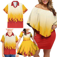 Japanese Kaen Pattern Family Matching Off Shoulder Short Dress and Hawaiian Shirt Flame Pillar Blazing Lion Heart LT9 - Polynesian Pride