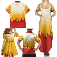 Japanese Kaen Pattern Family Matching Summer Maxi Dress and Hawaiian Shirt Flame Pillar Blazing Lion Heart LT9 - Polynesian Pride