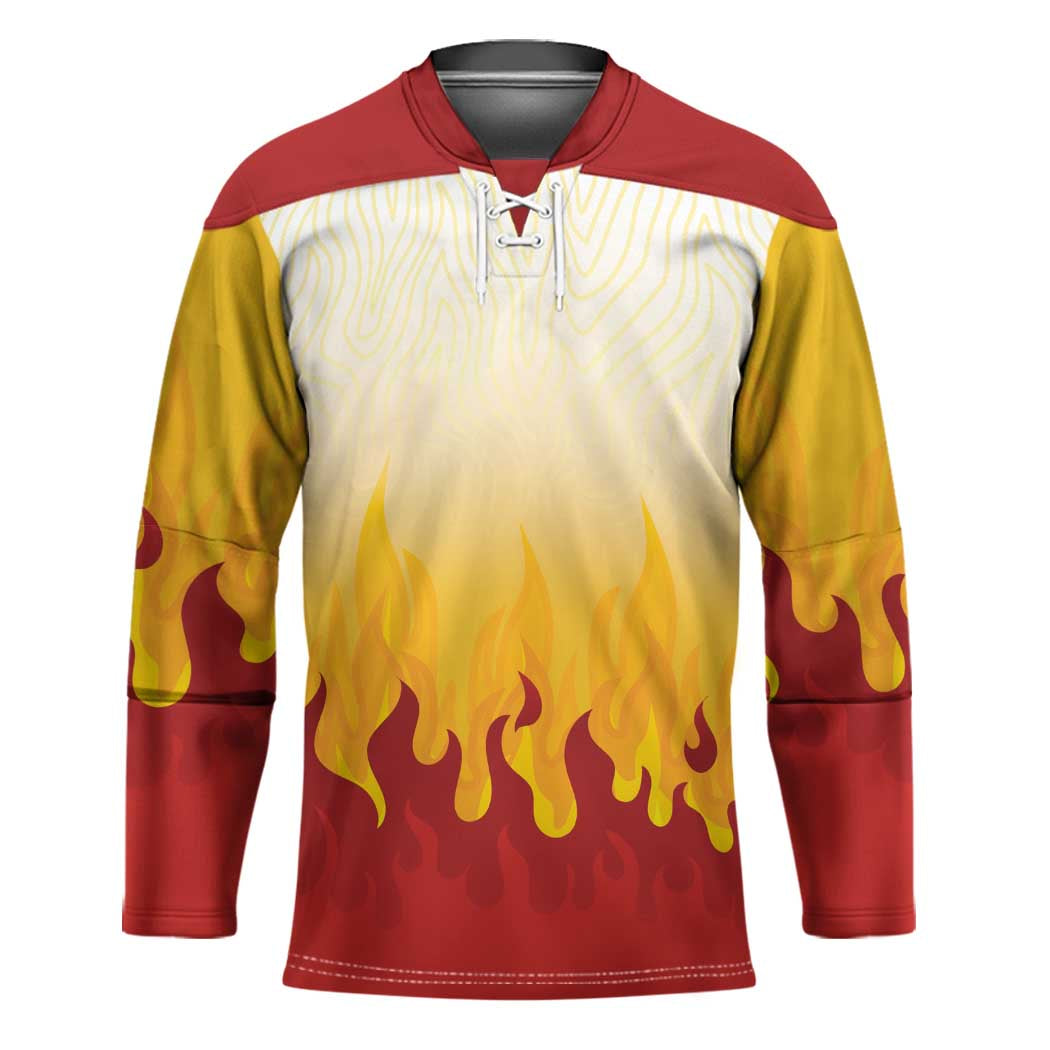 Japanese Kaen Pattern Hockey Jersey Flame Pillar Blazing Lion Heart - Polynesian Pride