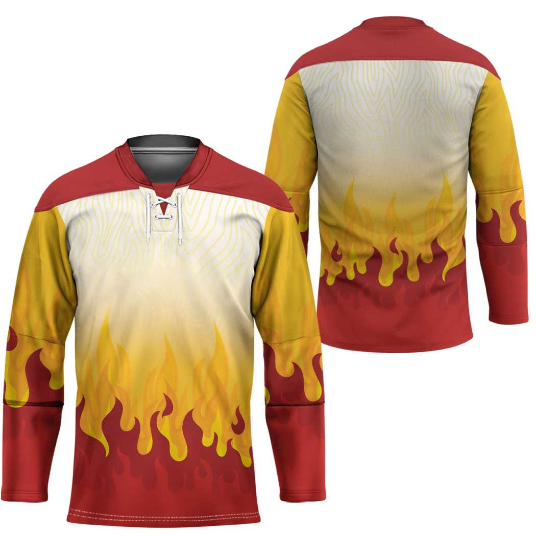 Japanese Kaen Pattern Hockey Jersey Flame Pillar Blazing Lion Heart - Polynesian Pride