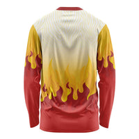 Japanese Kaen Pattern Long Sleeve Shirt Flame Pillar Blazing Lion Heart - Polynesian Pride