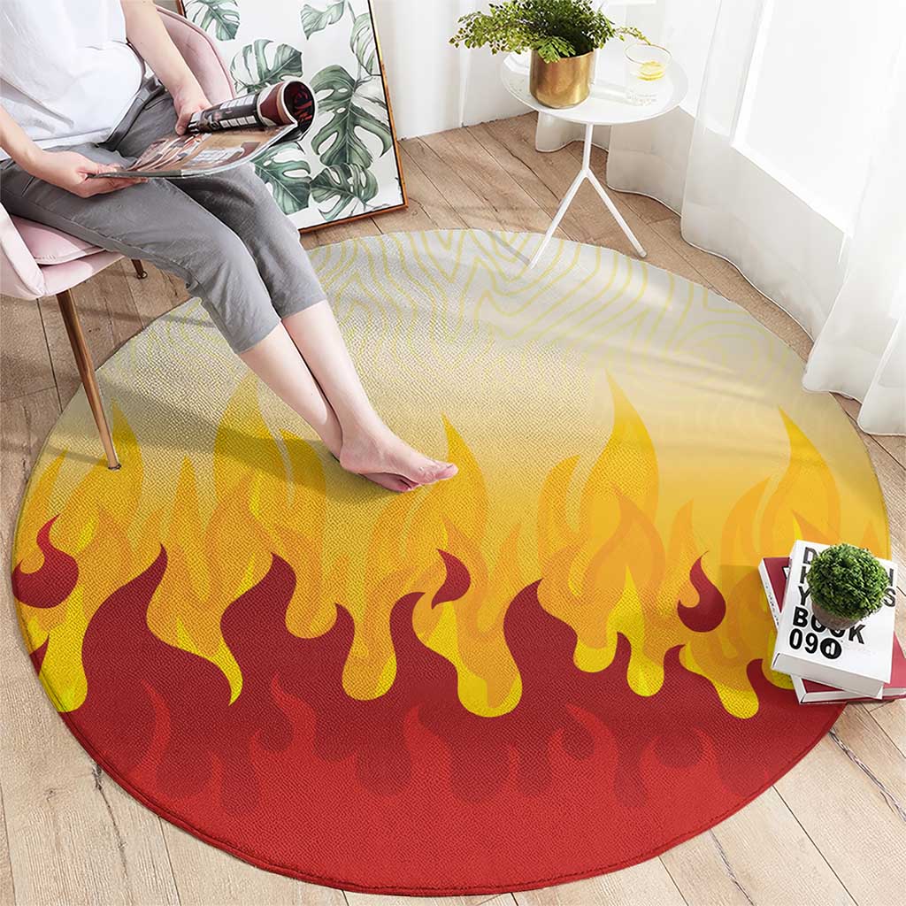 Japanese Kaen Pattern Round Carpet Flame Pillar Blazing Lion Heart LT9 - Polynesian Pride