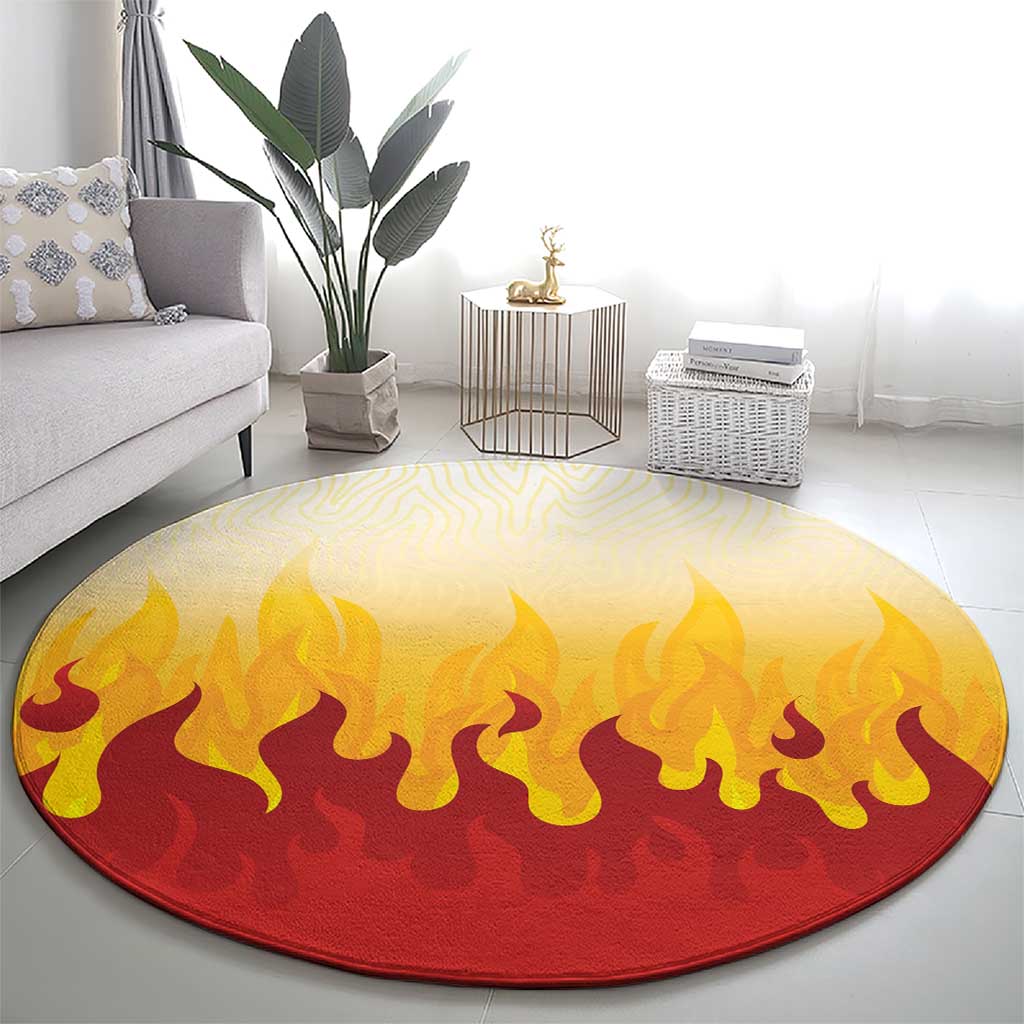Japanese Kaen Pattern Round Carpet Flame Pillar Blazing Lion Heart LT9 - Polynesian Pride