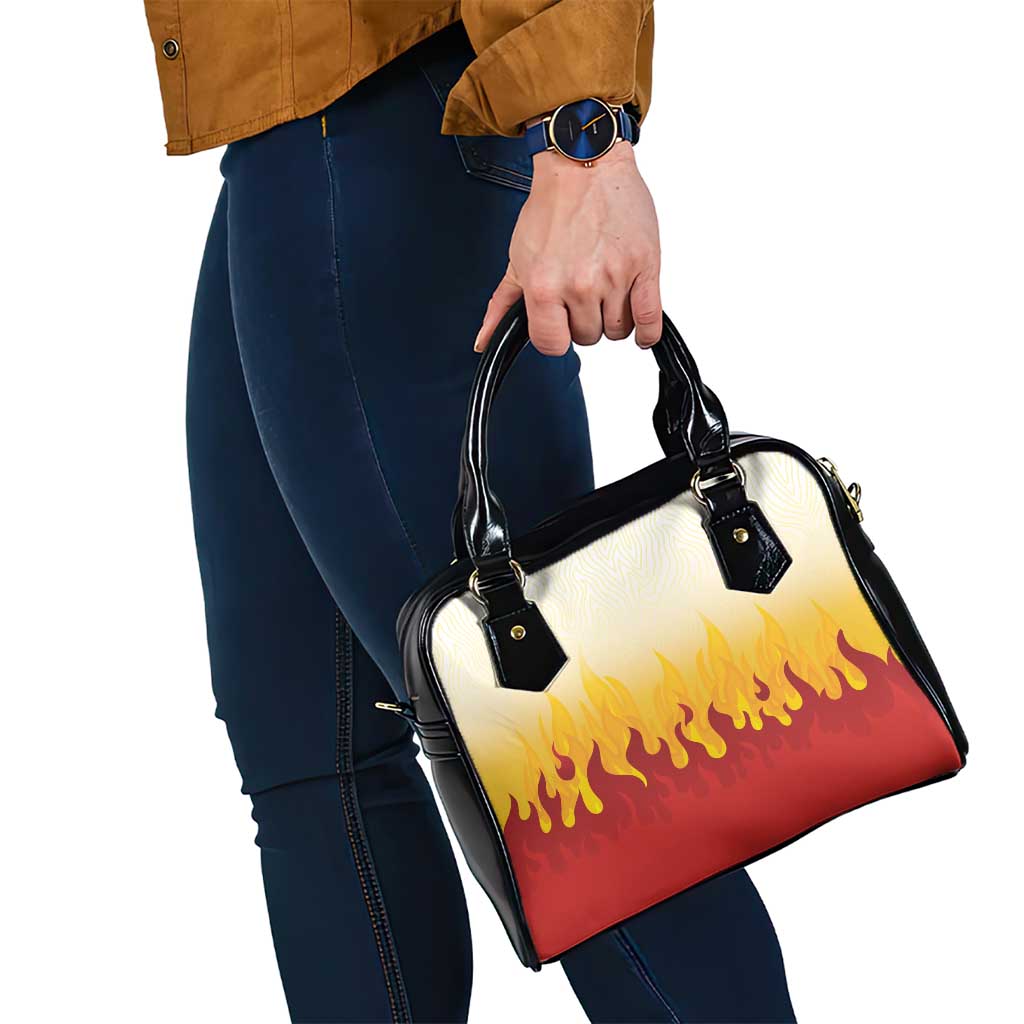Japanese Kaen Pattern Shoulder Handbag Flame Pillar Blazing Lion Heart - Polynesian Pride
