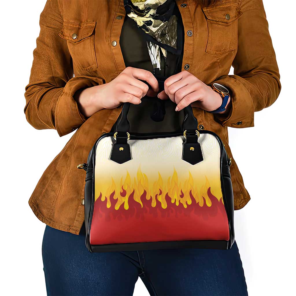 Japanese Kaen Pattern Shoulder Handbag Flame Pillar Blazing Lion Heart - Polynesian Pride