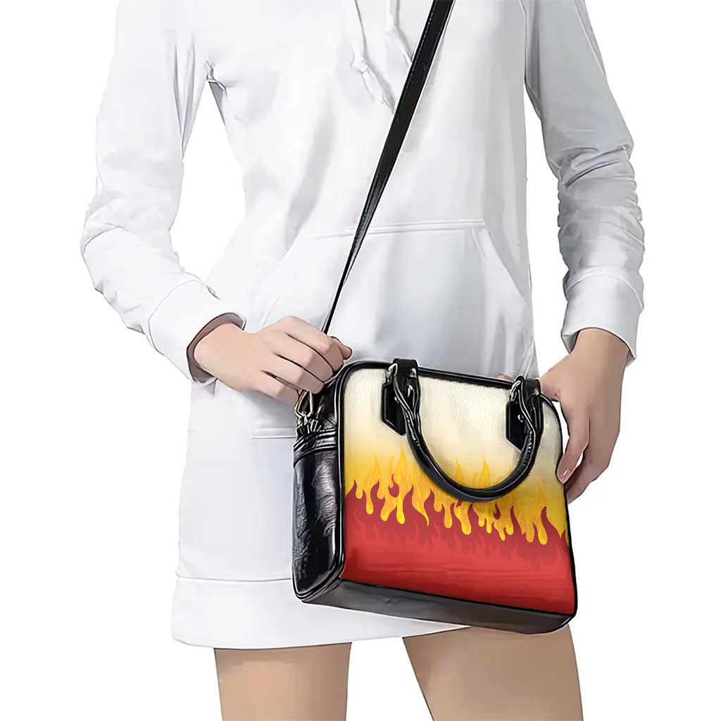 Japanese Kaen Pattern Shoulder Handbag Flame Pillar Blazing Lion Heart - Polynesian Pride
