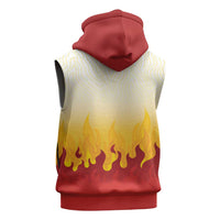 Japanese Kaen Pattern Sleeveless Hoodie Flame Pillar Blazing Lion Heart - Polynesian Pride