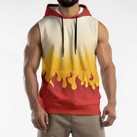 Japanese Kaen Pattern Sleeveless Hoodie Flame Pillar Blazing Lion Heart - Polynesian Pride