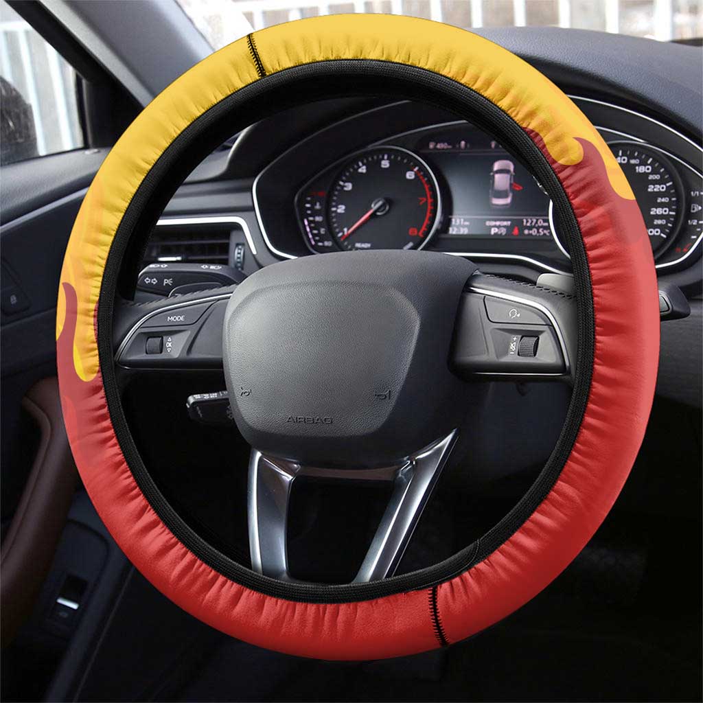Japanese Kaen Pattern Steering Wheel Cover Flame Pillar Blazing Lion Heart LT9 - Polynesian Pride