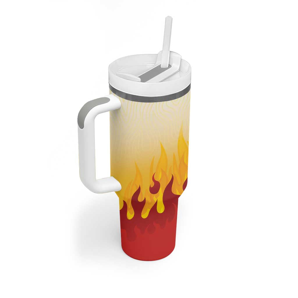 Japanese Kaen Pattern Tumbler With Handle Flame Pillar Blazing Lion Heart - Polynesian Pride