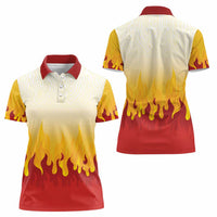 Japanese Kaen Pattern Women Polo Shirt Flame Pillar Blazing Lion Heart - Polynesian Pride