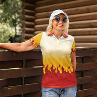 Japanese Kaen Pattern Women Polo Shirt Flame Pillar Blazing Lion Heart - Polynesian Pride