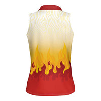 Japanese Kaen Pattern Women Sleeveless Polo Shirt Flame Pillar Blazing Lion Heart - Polynesian Pride