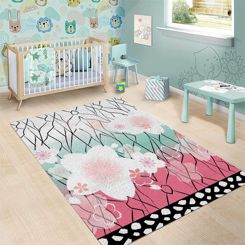 Japanese Kocho Pattern Area Rug Insect Pillar Butterfly Flower Fairy - Polynesian Pride