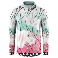 Japanese Kocho Pattern Button Sweatshirt Insect Pillar Butterfly Flower Fairy - Polynesian Pride
