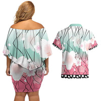 Japanese Kocho Pattern Couples Matching Off Shoulder Short Dress and Hawaiian Shirt Insect Pillar Butterfly Flower Fairy LT9 - Polynesian Pride