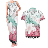 Japanese Kocho Pattern Couples Matching Tank Maxi Dress and Hawaiian Shirt Insect Pillar Butterfly Flower Fairy LT9 Pink - Polynesian Pride
