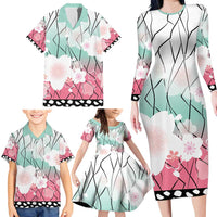 Japanese Kocho Pattern Family Matching Long Sleeve Bodycon Dress and Hawaiian Shirt Insect Pillar Butterfly Flower Fairy LT9 - Polynesian Pride