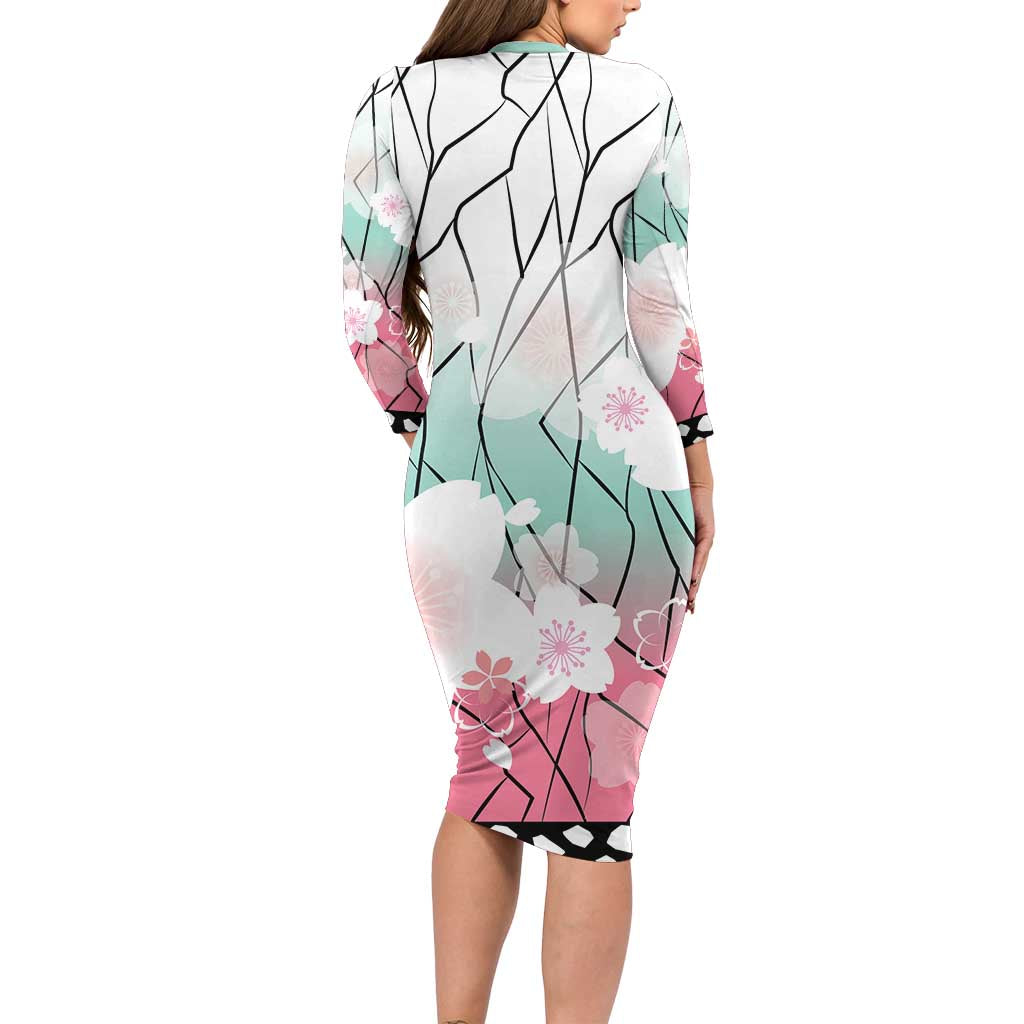 Japanese Kocho Pattern Family Matching Long Sleeve Bodycon Dress and Hawaiian Shirt Insect Pillar Butterfly Flower Fairy LT9 - Polynesian Pride