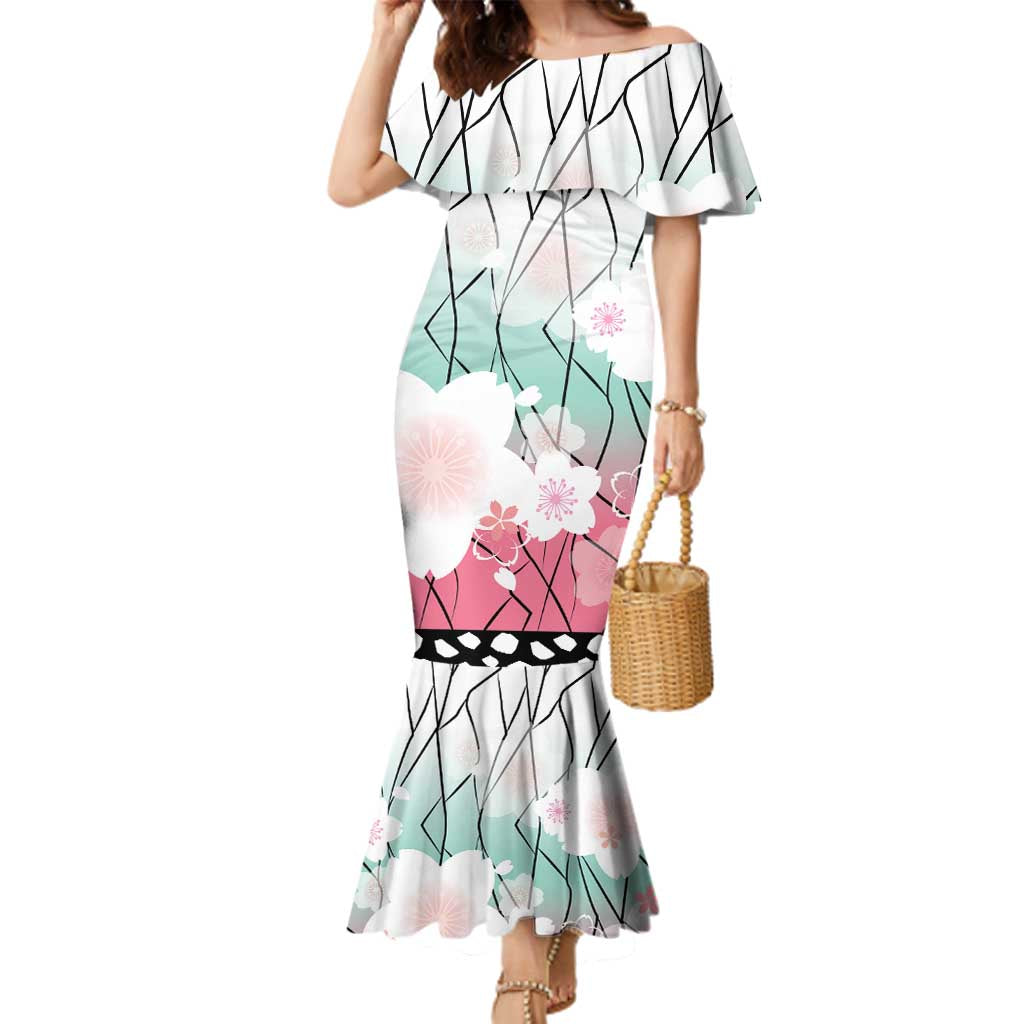 Japanese Kocho Pattern Family Matching Mermaid Dress and Hawaiian Shirt Insect Pillar Butterfly Flower Fairy LT9 Mom's Dress Pink - Polynesian Pride