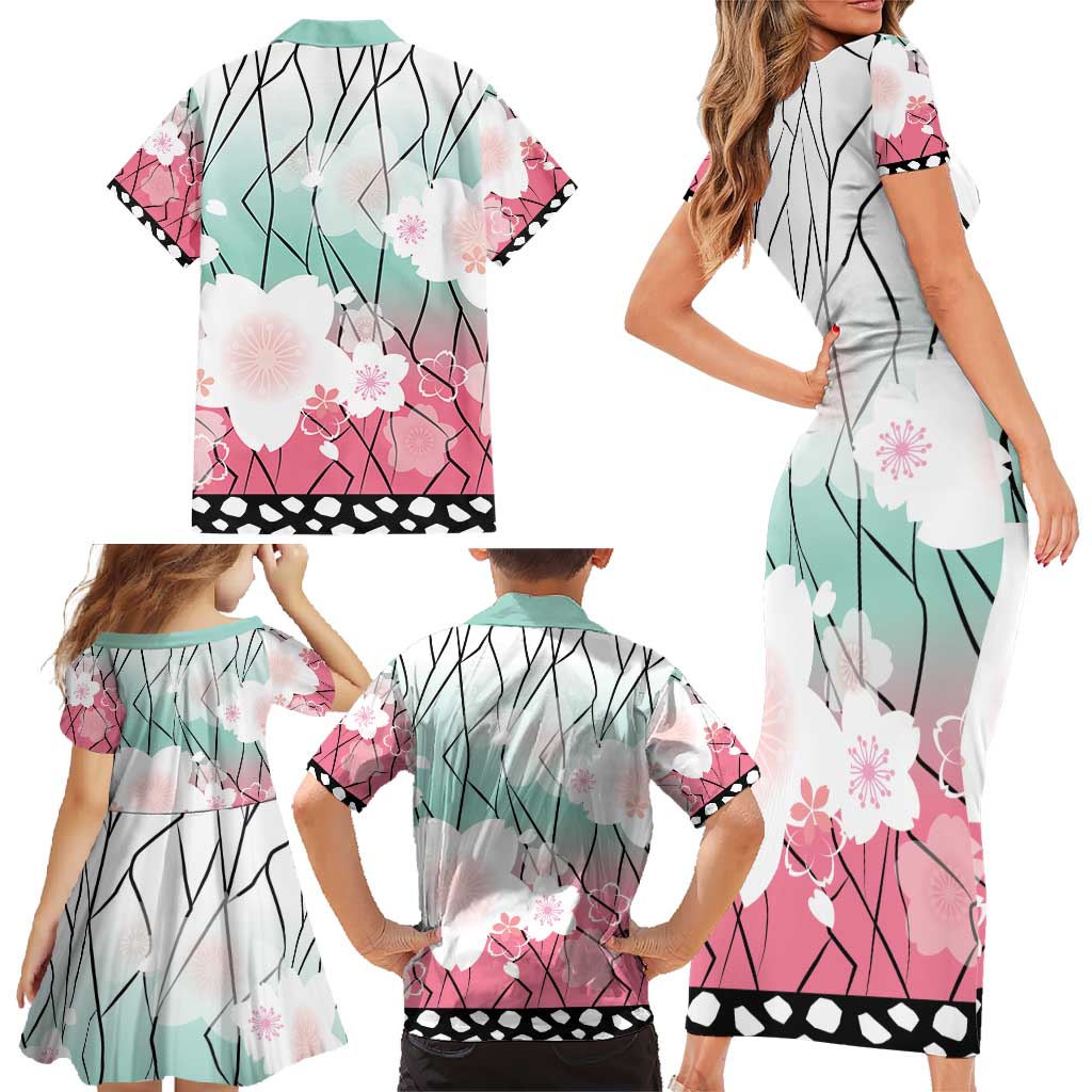 Japanese Kocho Pattern Family Matching Short Sleeve Bodycon Dress and Hawaiian Shirt Insect Pillar Butterfly Flower Fairy LT9 - Polynesian Pride