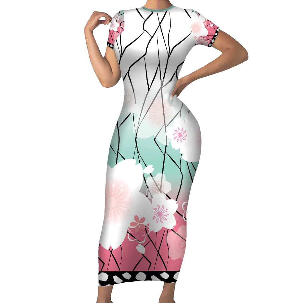 Japanese Kocho Pattern Family Matching Short Sleeve Bodycon Dress and Hawaiian Shirt Insect Pillar Butterfly Flower Fairy LT9 Mom's Dress Pink - Polynesian Pride