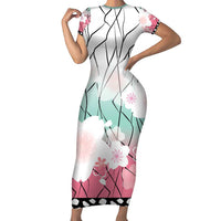 Japanese Kocho Pattern Family Matching Short Sleeve Bodycon Dress and Hawaiian Shirt Insect Pillar Butterfly Flower Fairy LT9 Mom's Dress Pink - Polynesian Pride