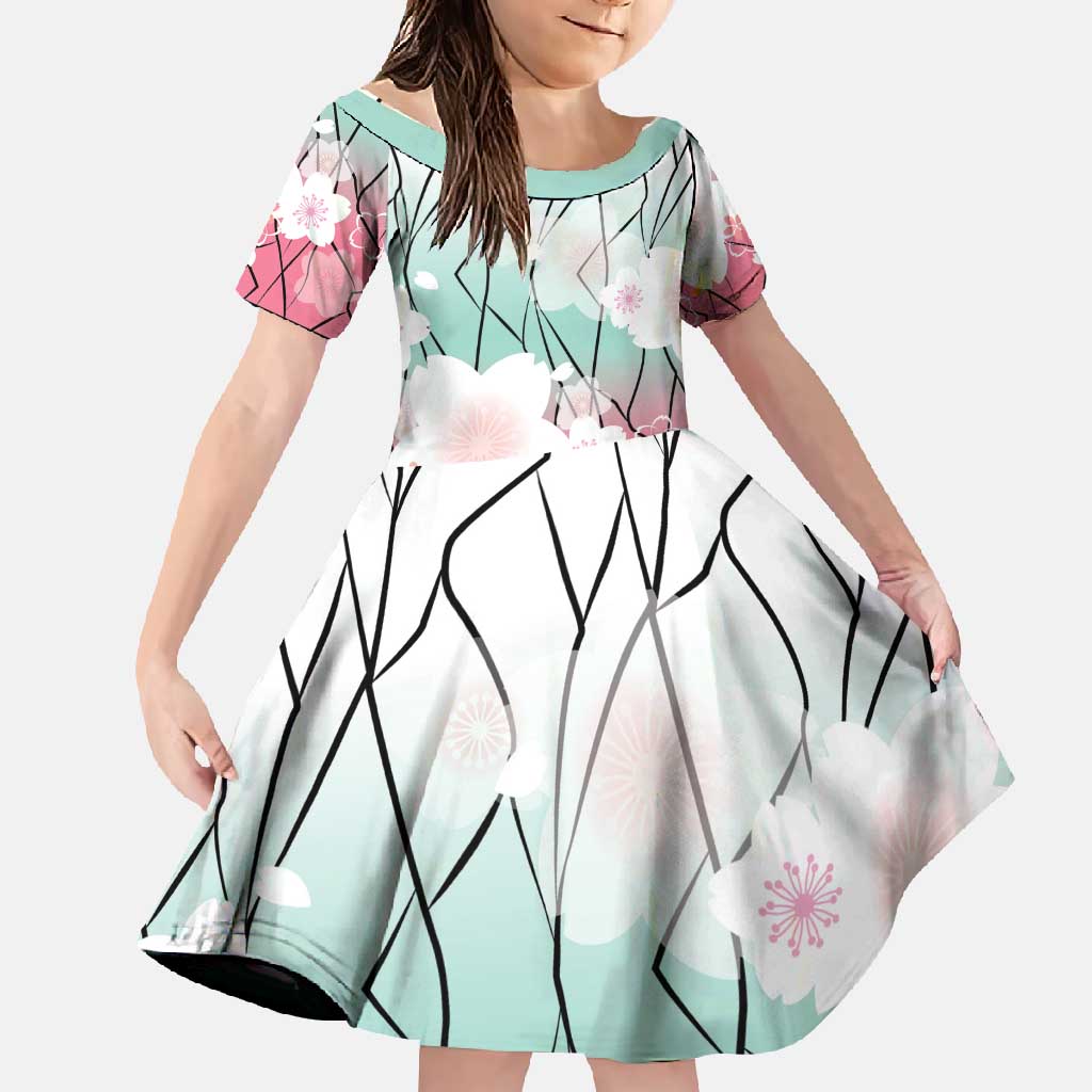 Japanese Kocho Pattern Family Matching Summer Maxi Dress and Hawaiian Shirt Insect Pillar Butterfly Flower Fairy LT9 Daughter's Dress Pink - Polynesian Pride