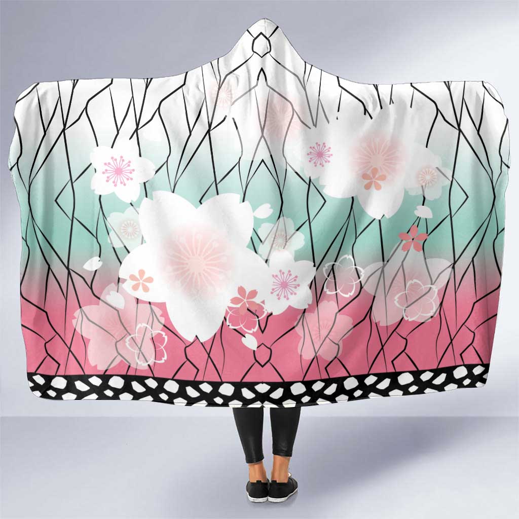 Japanese Kocho Pattern Hooded Blanket Insect Pillar Butterfly Flower Fairy - Polynesian Pride