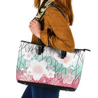 Japanese Kocho Pattern Leather Tote Bag Insect Pillar Butterfly Flower Fairy - Polynesian Pride