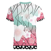 Japanese Kocho Pattern Women V-Neck T-Shirt Insect Pillar Butterfly Flower Fairy LT9 - Polynesian Pride