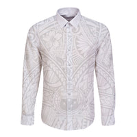 Samoa Lotu Tamaiti Long Sleeve Button Shirt Polynesian White Sunday Simple LT9 Unisex White - Polynesian Pride