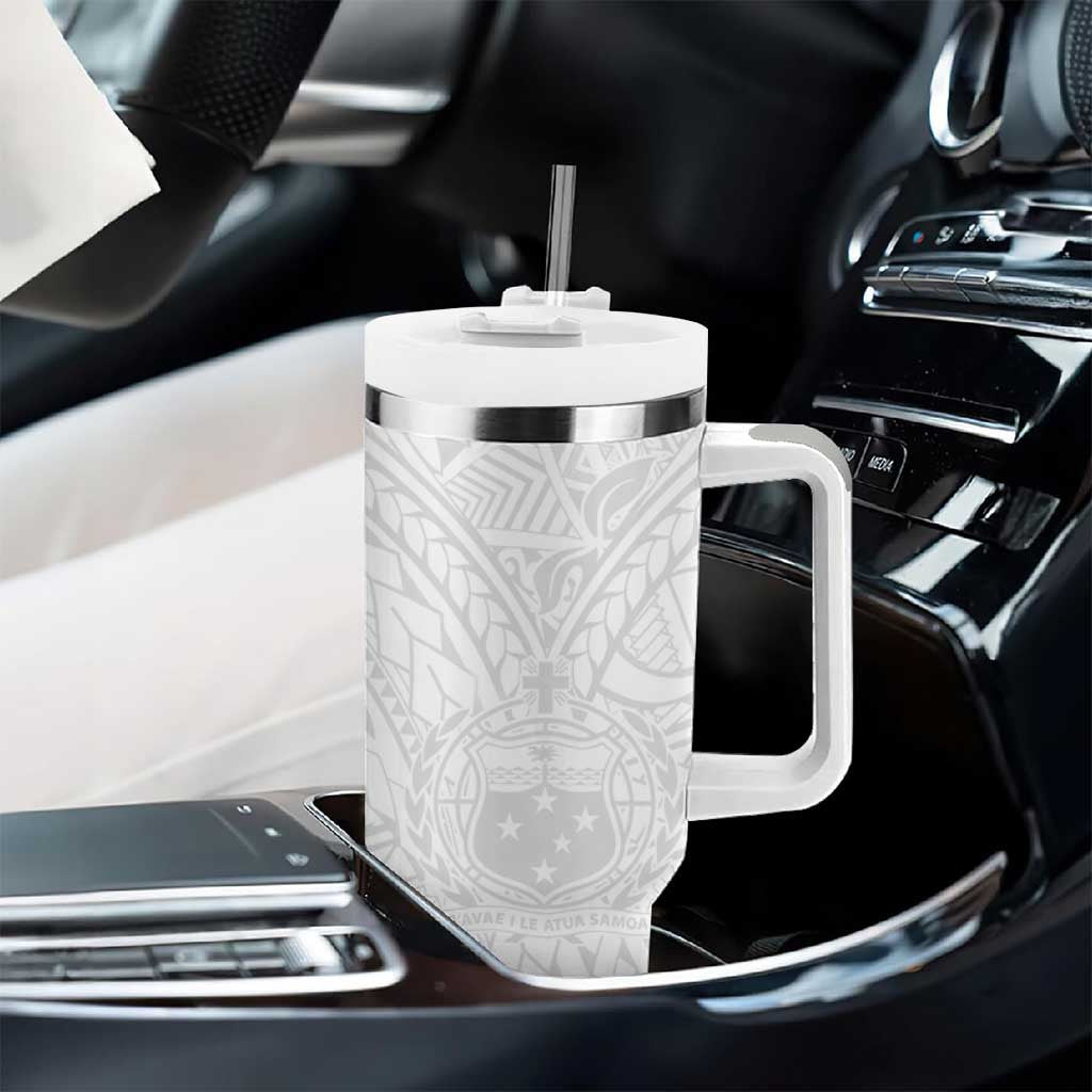 Samoa Lotu Tamaiti Tumbler With Handle Polynesian White Sunday Simple
