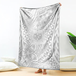 Samoa Lotu Tamait Blanket Tropical Plant White Sunday With Polynesia Pattern LT9 - Youth / 110cm x 140cm / White