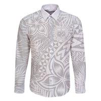 Samoa Lotu Tamait Family Matching Long Sleeve Bodycon Dress and Hawaiian Shirt Tropical Plant White Sunday With Polynesia Pattern LT9 Dad's Shirt - Long Sleeve White - Polynesian Pride