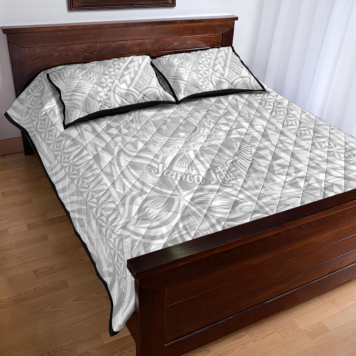 Samoa Lotu Tamait Quilt Bed Set Tropical Plant White Sunday With Polynesia Pattern LT9 - Polynesian Pride